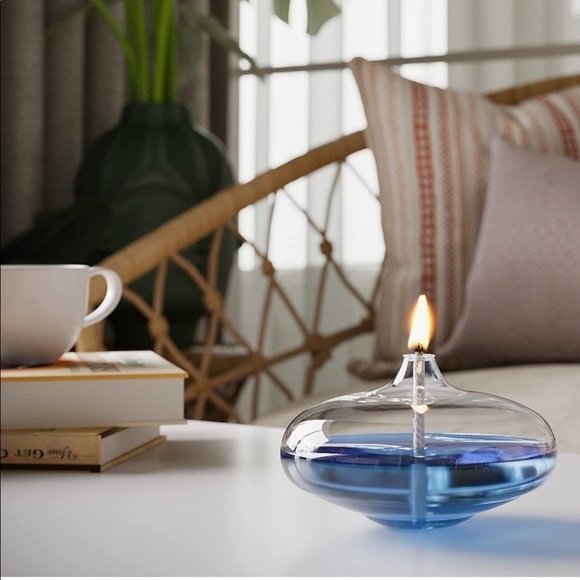 Brand New Handmade Oil Lamp Candle Decorative Refillable Glass Lantern Ice Blue - Picture 3 of 10